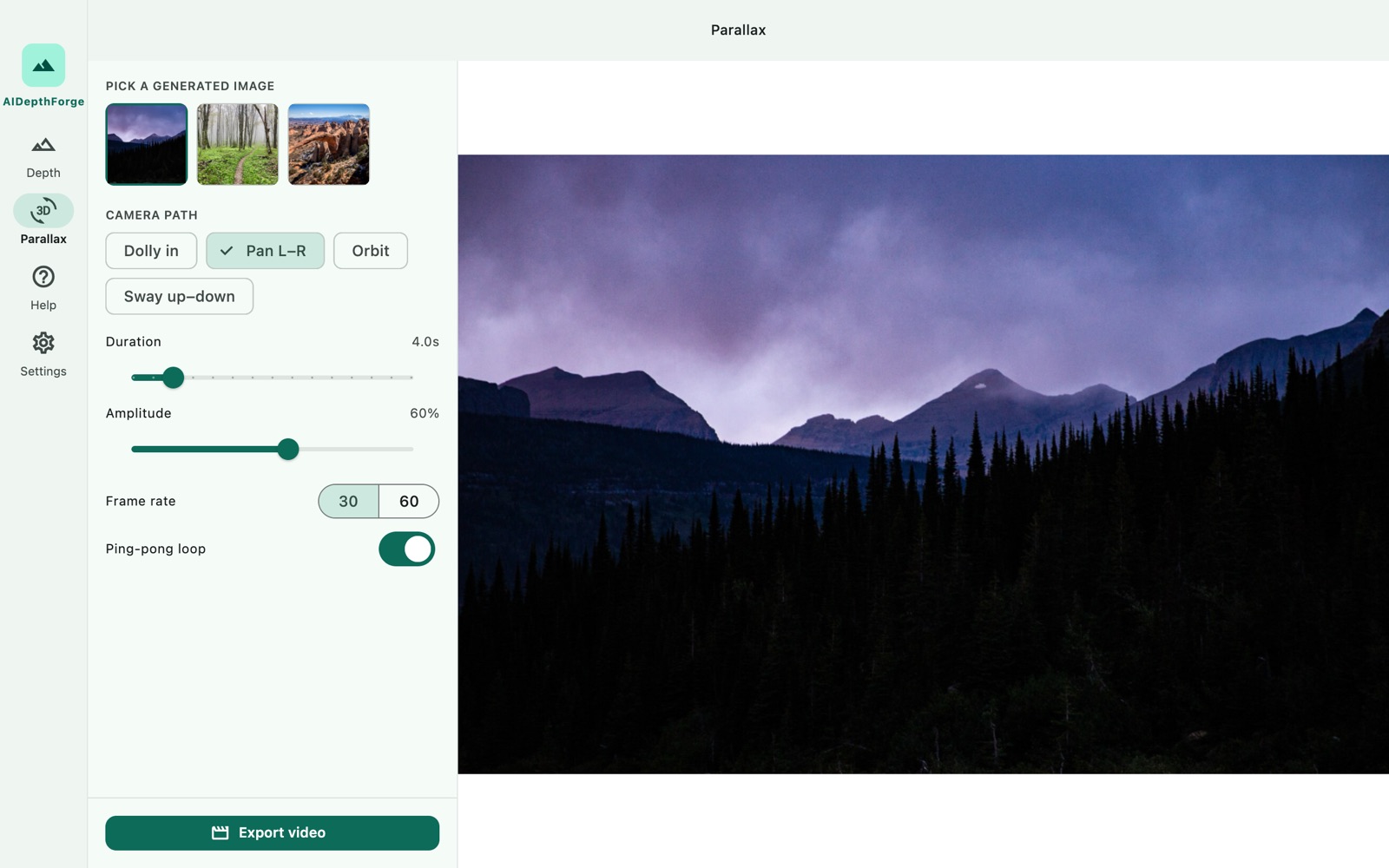 The Parallax page turning a photo into a 3D camera move